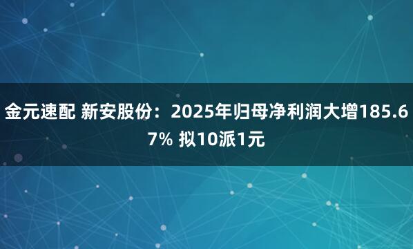 金元速配 新安股份：2025年归母净利润大增185.67% 拟10派1元