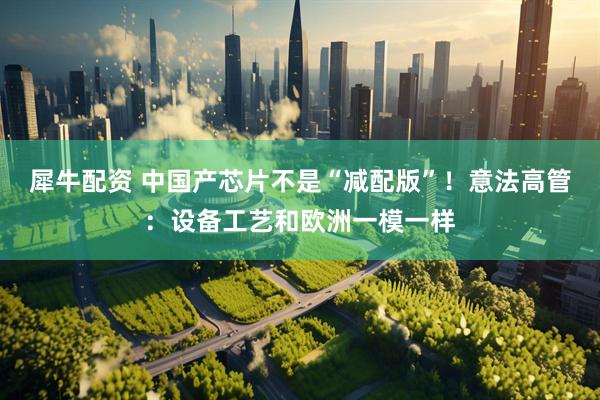 犀牛配资 中国产芯片不是“减配版”！意法高管：设备工艺和欧洲一模一样